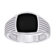925 Sterling Silver Mens Black Enameled Square Head Fashion Ring Size 12 - SLV-129290