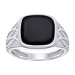 925 Sterling Silver Mens Black Enameled Square Head Fashion Ring Size 9 - SLV-129294