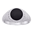 925 Sterling Silver Mens Black Enameled Round Head Fashion Ring Size 12 - SLV-129308
