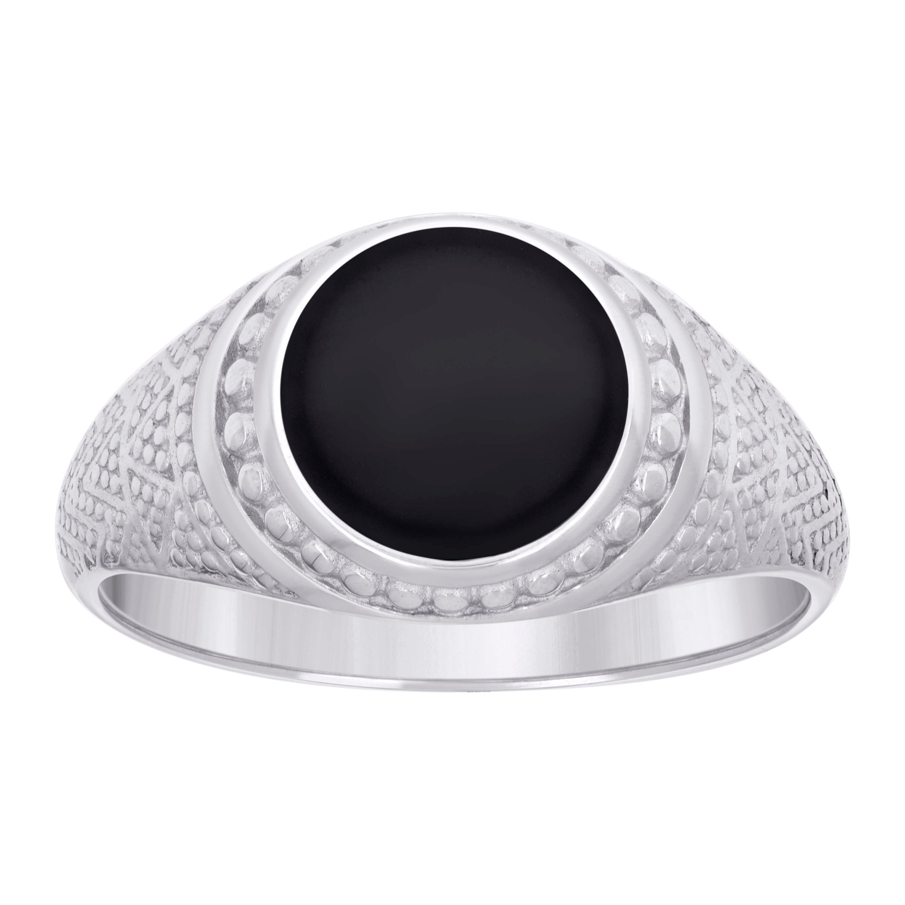 925 Sterling Silver Mens Black Enameled Round Head Fashion Ring Size 9 - SLV-129305