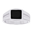 925 Sterling Silver Mens Black Enameled Square Head Fashion Ring Size 7