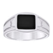 925 Sterling Silver Mens Black Enameled Square Head Fashion Ring Size 7