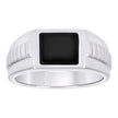 925 Sterling Silver Mens Black Enameled Square Head Fashion Ring Size 11 - SLV-129328