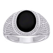 925 Sterling Silver Mens Black Enameled Oval Head Fashion Ring Size 12 - SLV-129336