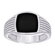 925 Sterling Silver Mens Black Enameled Square Head Fashion Ring Size 12 - SLV-129343