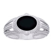 925 Sterling Silver Mens Black Enameled Oval Head Fashion Ring Size 8 - SLV-129346