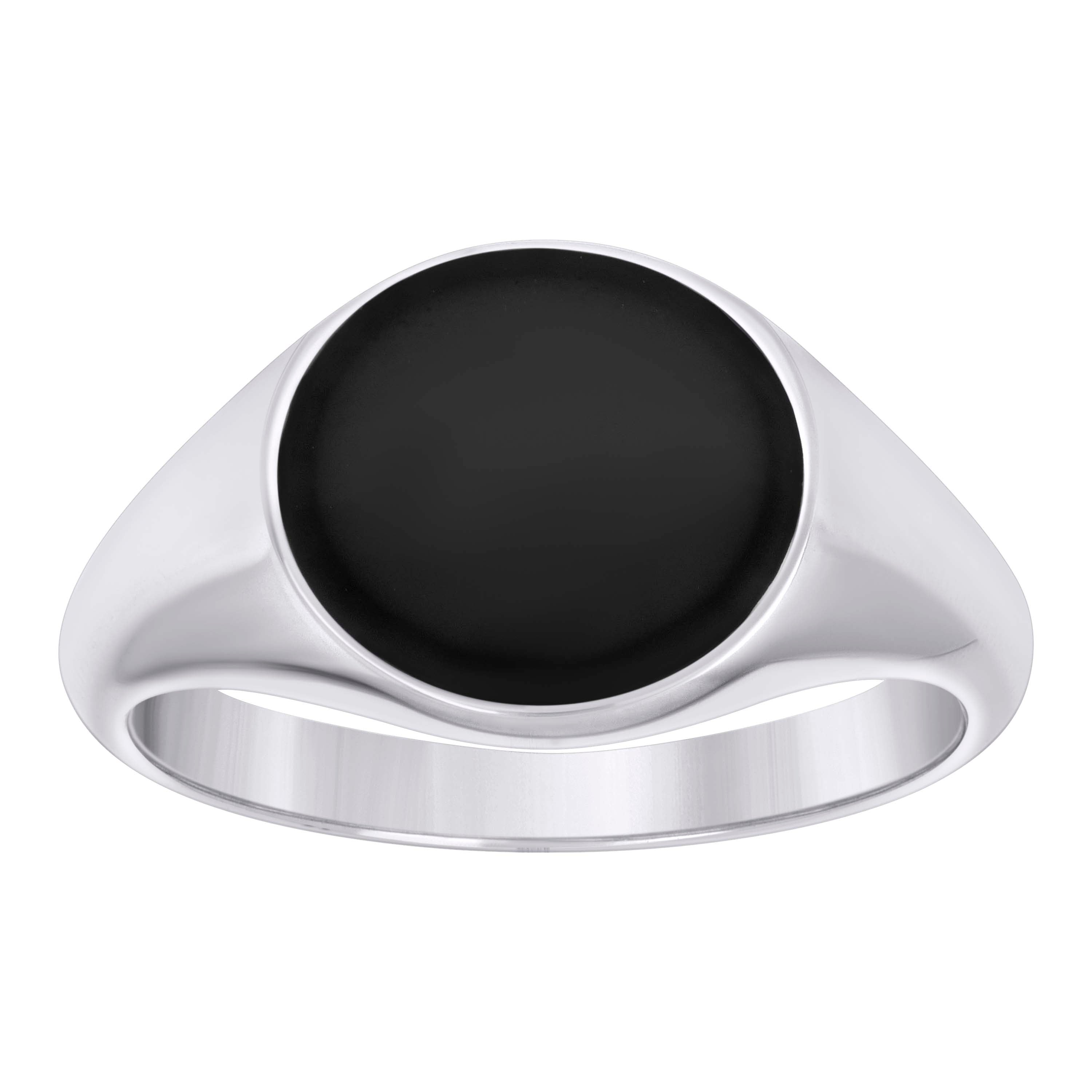 925 Sterling Silver Mens Black Enameled Fashion Ring Size 9 - SLV-129361