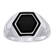 925 Sterling Silver Mens Black Enameled Octagon Head Fashion Ring Size 9 - SLV-129368