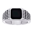 925 Sterling Silver Mens Black Enameled Square Head Fashion Ring Size 8 - SLV-129374