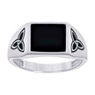 925 Sterling Silver Mens Black Enameled Square Head Fashion Ring Size 7