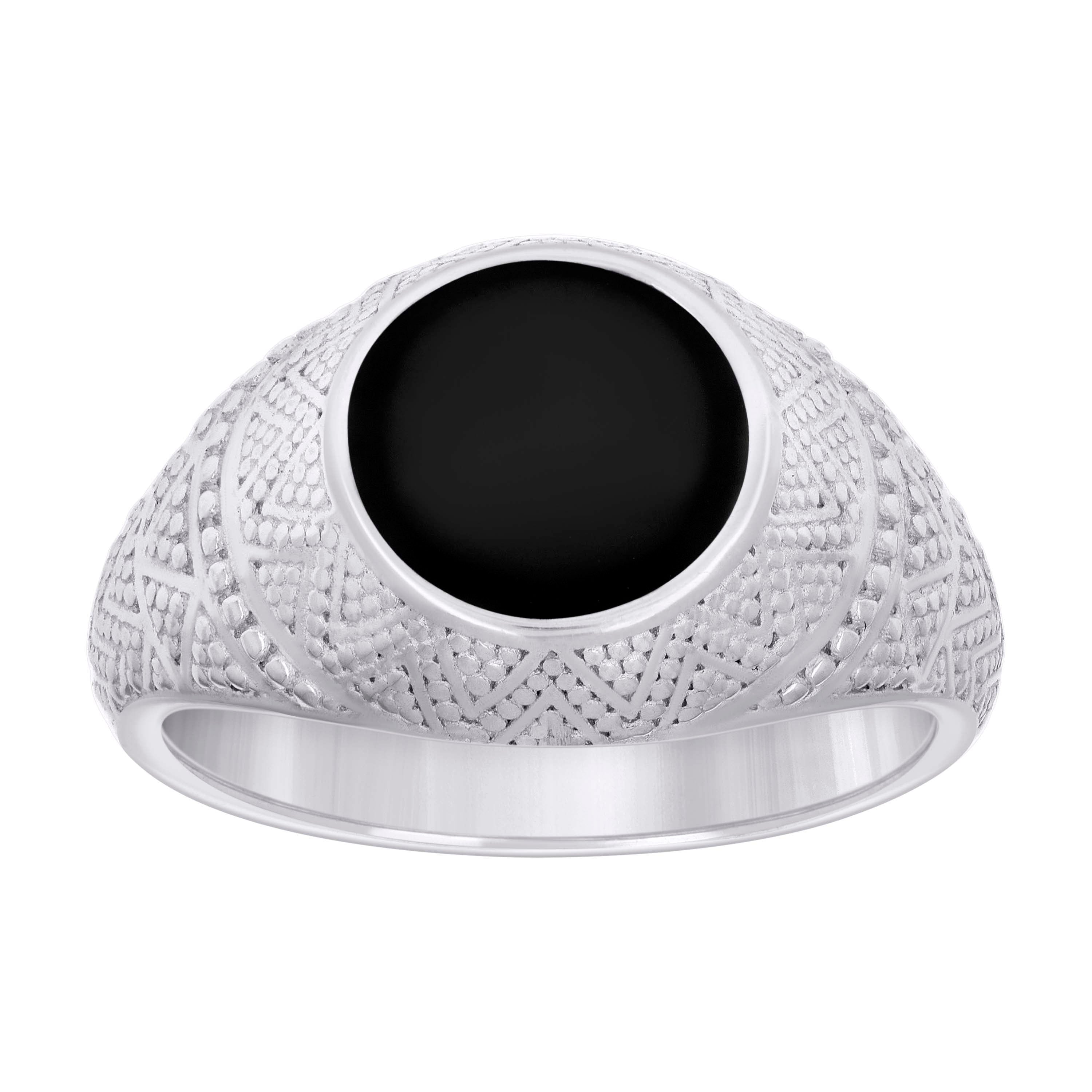 925 Sterling Silver Mens Black Enameled Fashion Ring Size 9 - SLV-129410