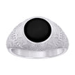 925 Sterling Silver Mens Black Enameled Fashion Ring Size 9 - SLV-129410