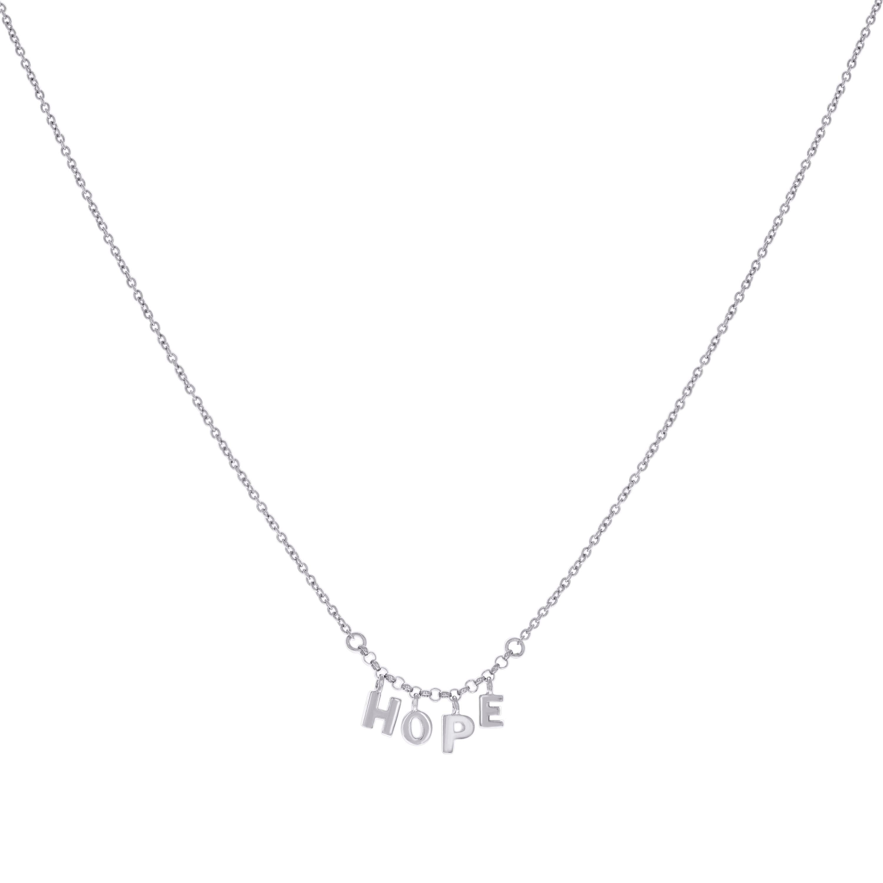 925 Sterling Silver Womens HOPE Charm Necklace