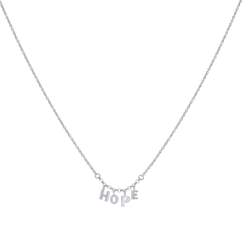 925 Sterling Silver Womens HOPE Charm Necklace