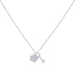 925 Sterling Silver Womens Cubic-Zirconia Paw Print & Bone Fashion Charm Necklace