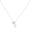 925 Sterling Silver Womens Cat & Heart Fashion Charm Necklace