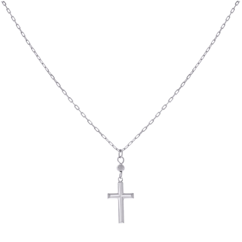 925 Sterling Silver Womens Cross Religious Charm Necklace