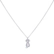 925 Sterling Silver Womens Cubic-Zirconia Cat Fashion Charm Necklace