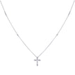 925 Sterling Silver Womens Cubic-Zirconia Cross Religious Charm Necklace