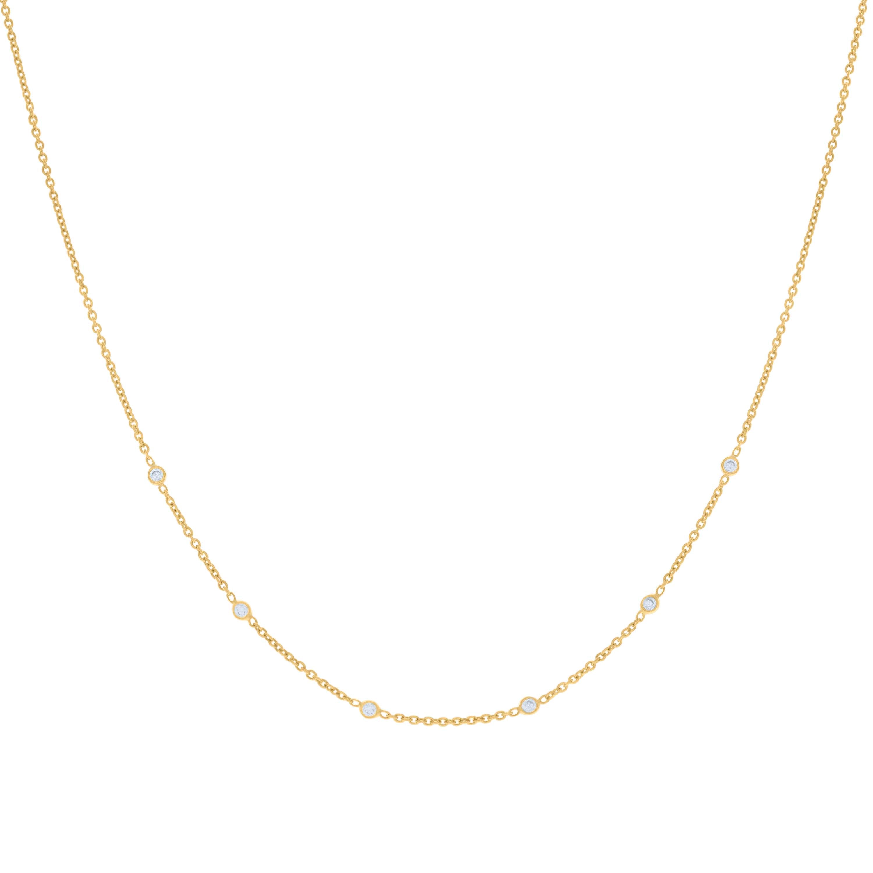 925 Sterling Silver Yellow-tone Womens Cubic-Zirconia Fashion Chain Necklace