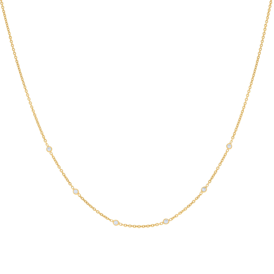 925 Sterling Silver Yellow-tone Womens Cubic-Zirconia Fashion Chain Necklace