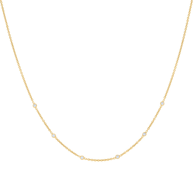 925 Sterling Silver Yellow-tone Womens Cubic-Zirconia Fashion Chain Necklace