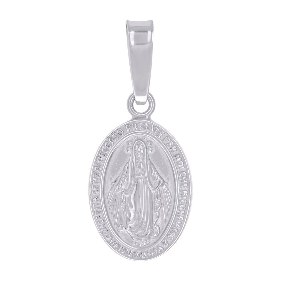 925 Sterling Silver Unisex Miraculous Medal Religious Charm Pendant