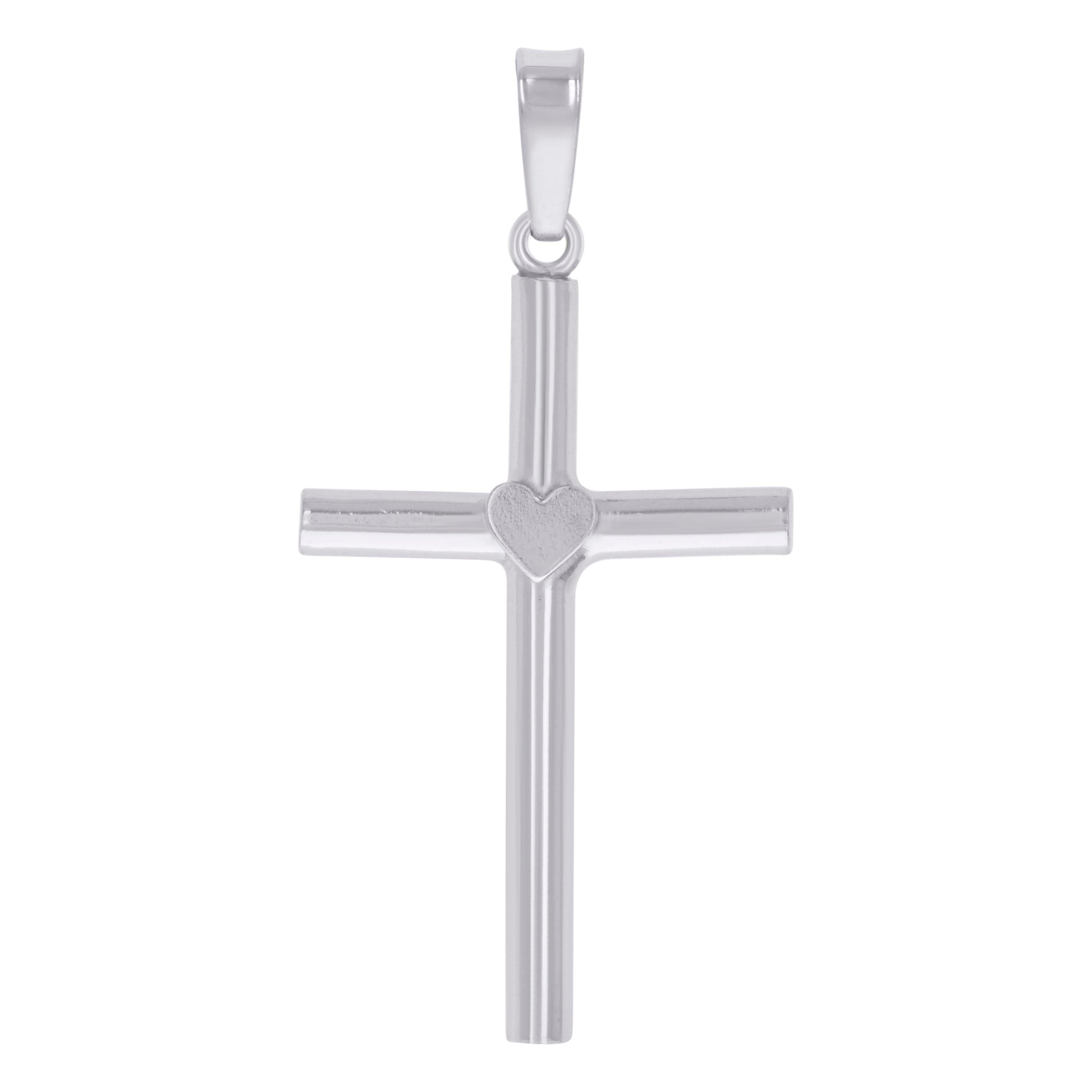 925 Sterling Silver Unisex Heart Cross Religious Charm Pendant