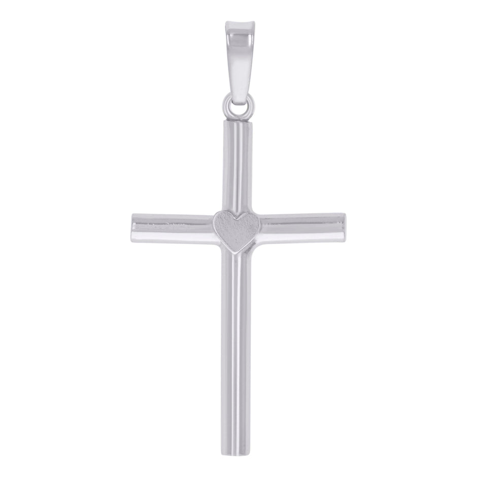 925 Sterling Silver Unisex Heart Cross Religious Charm Pendant