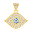 10kt Yellow Gold Unisex Cubic-Zirconia Enameled Evil Eye Good Luck Charm Pendant