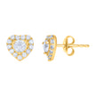 10kt Yellow Gold Womens Cubic-Zirconia Heart Stud Earrings