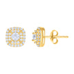 10kt Yellow Gold Womens Cubic-Zirconia Square Fashion Stud Earrings