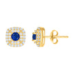 10kt Yellow Gold Womens Blue White Cubic-Zirconia Square Fashion Stud Earrings