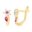 10kt Yellow Gold Womens Pink White Marquise Round Cubic-Zirconia Flower Heart Latch Back Earrings