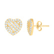 10kt Yellow Gold Womens Baguette Round Cubic-Zirconia Heart Stud Earrings