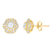 10kt Yellow Gold Womens Cubic-Zirconia Flower Fashion Stud Earrings