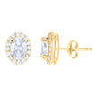 10kt Yellow Gold Womens Oval Round Cubic-Zirconia Oval Fashion Stud Earrings