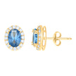 10kt Yellow Gold Womens Blue White Oval Round Cubic-Zirconia Oval Fashion Stud Earrings