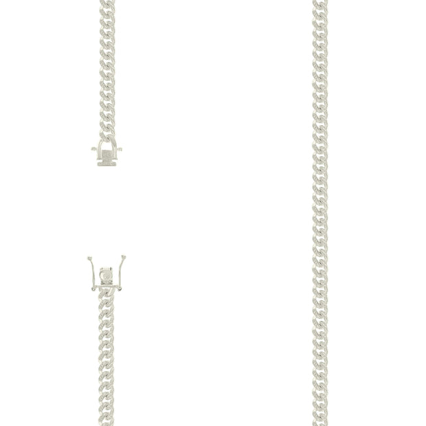 925 Sterling Silver Solid Miami Cuban Pyramid Chain Silver 150 4.9mm-7"