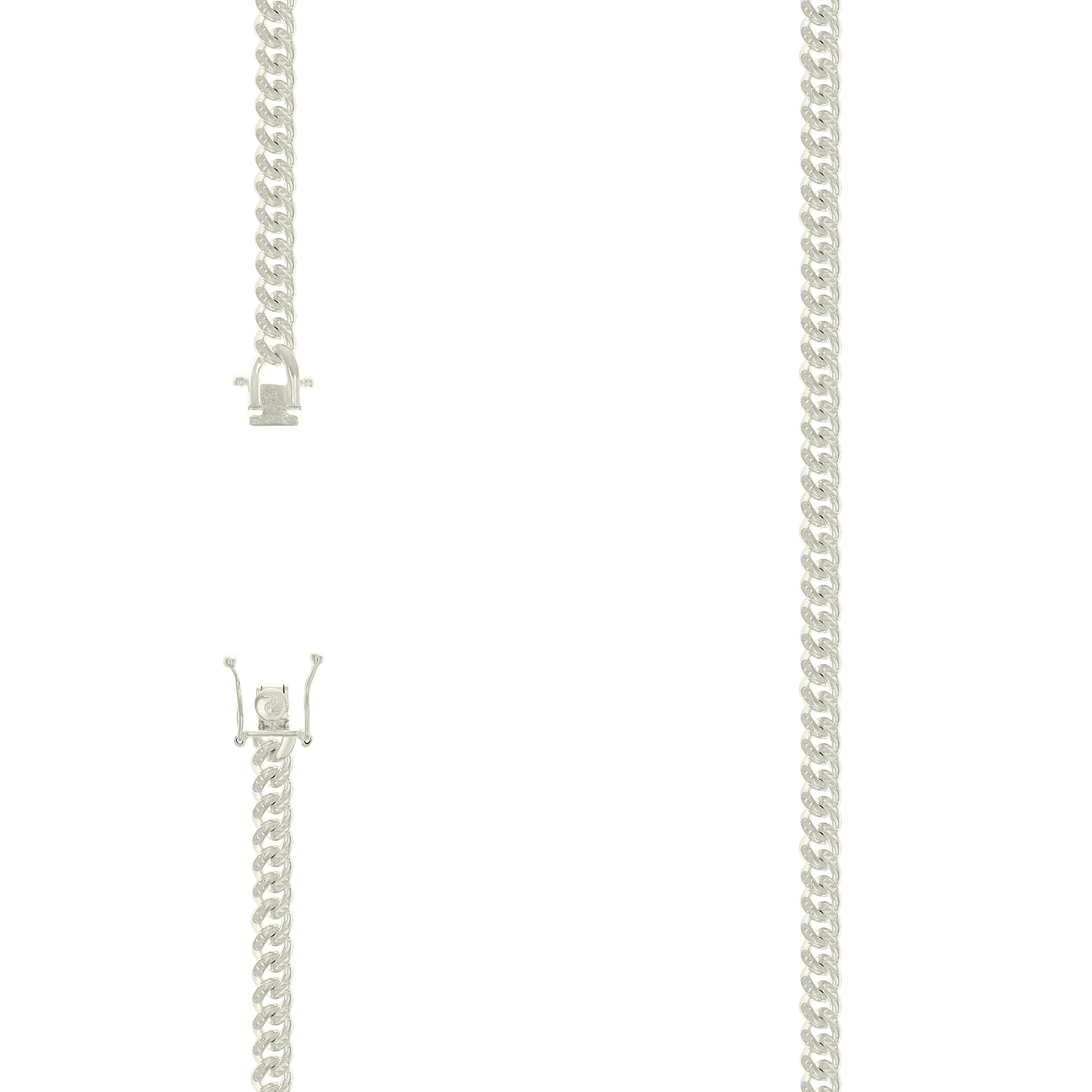 925 Sterling Silver Solid Miami Cuban Pyramid Chain Silver 150 4.9mm-9