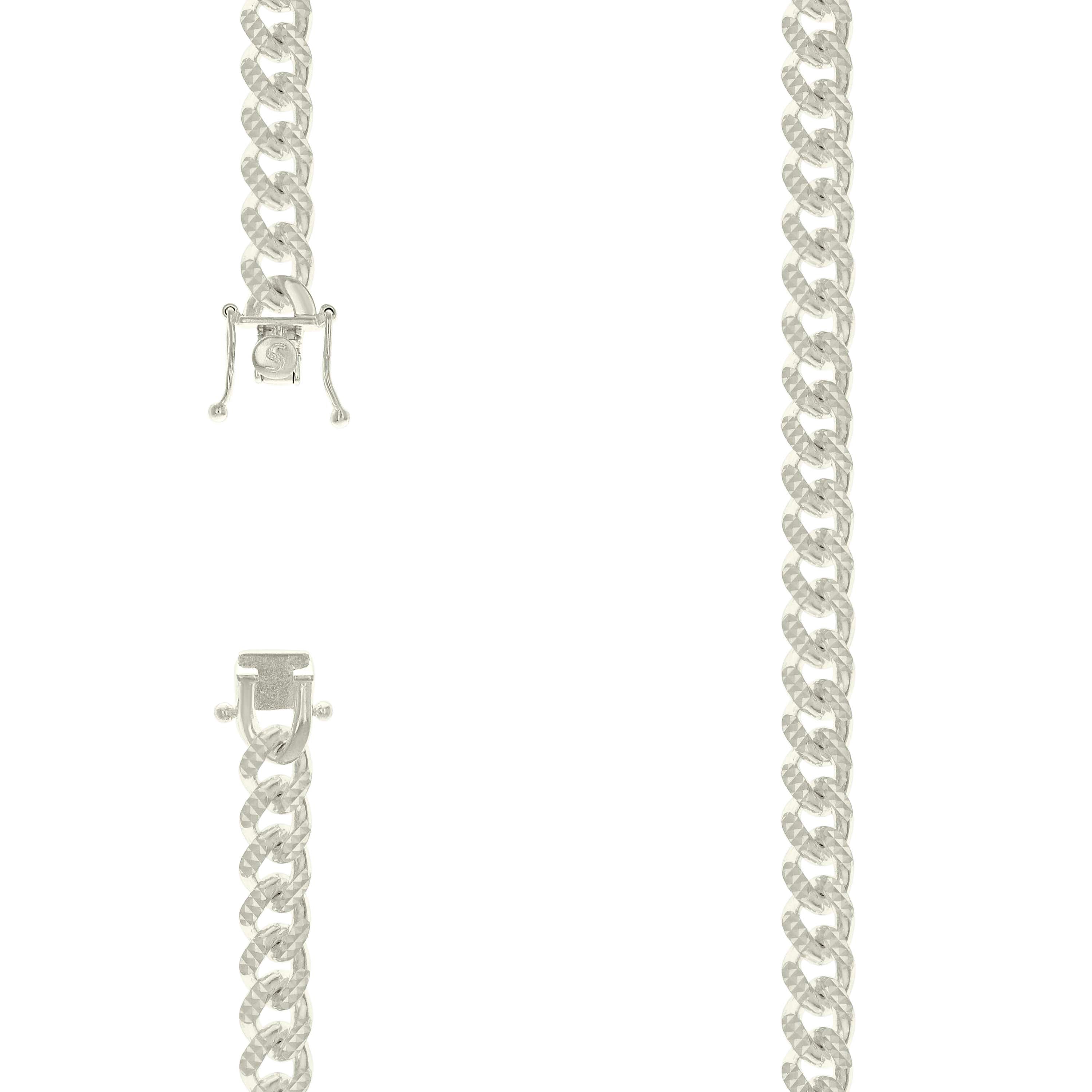 925 Sterling Silver Solid Miami Cuban Pyramid Chain Silver 250 8.4-22