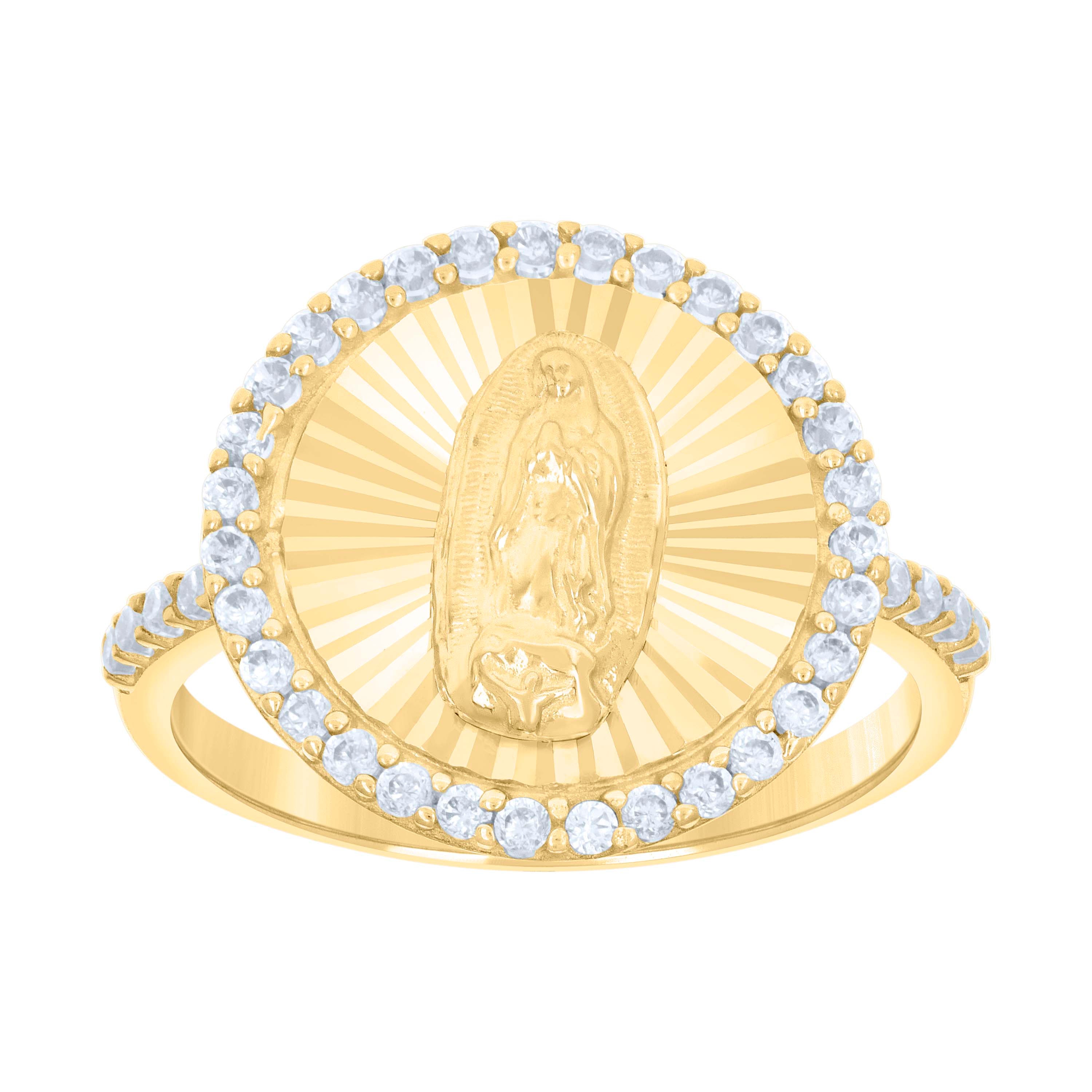 10kt Yellow Gold Womens Cubic-Zirconia St. Jude Saints Religious Ring
