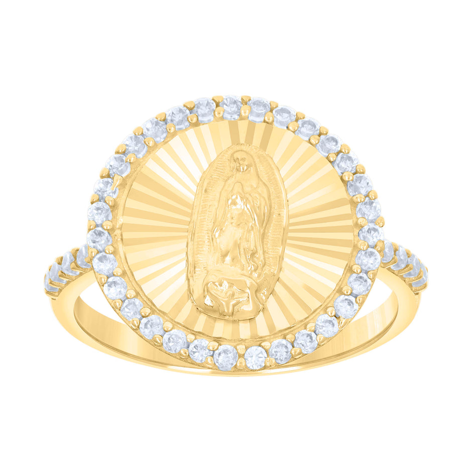 10kt Yellow Gold Womens Cubic-Zirconia St. Jude Saints Religious Ring