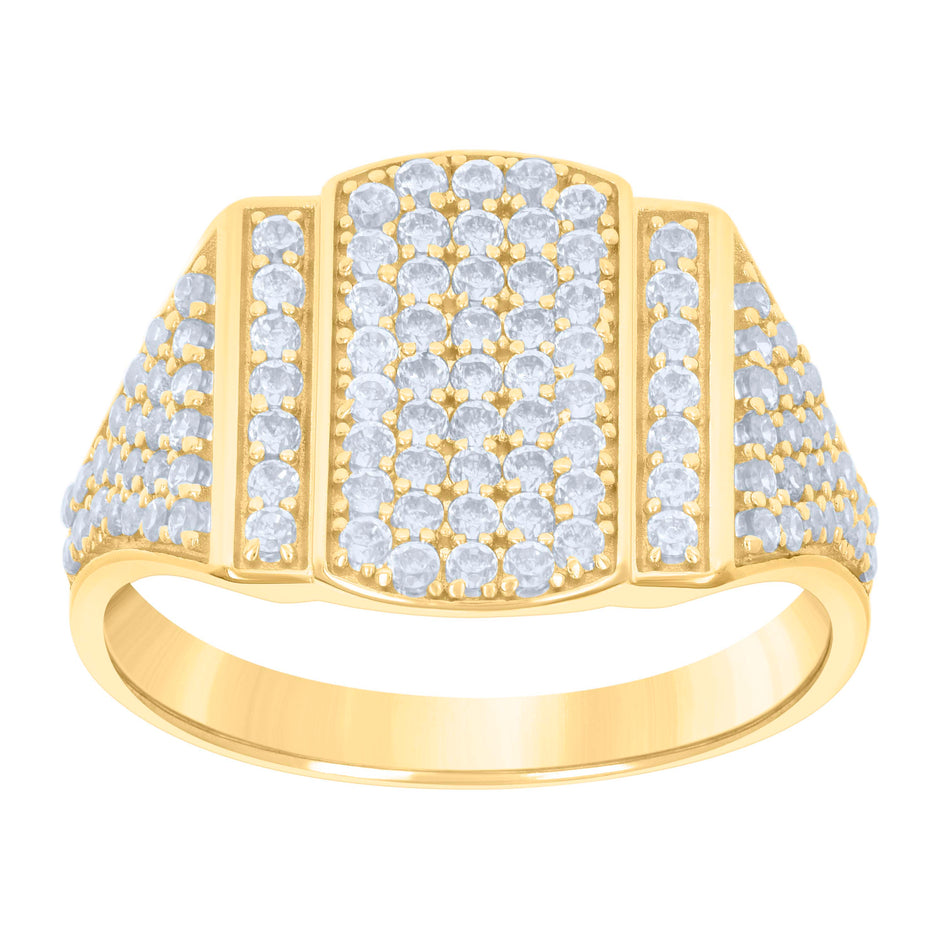 10kt Yellow Gold Mens Cubic-Zirconia Fashion Ring