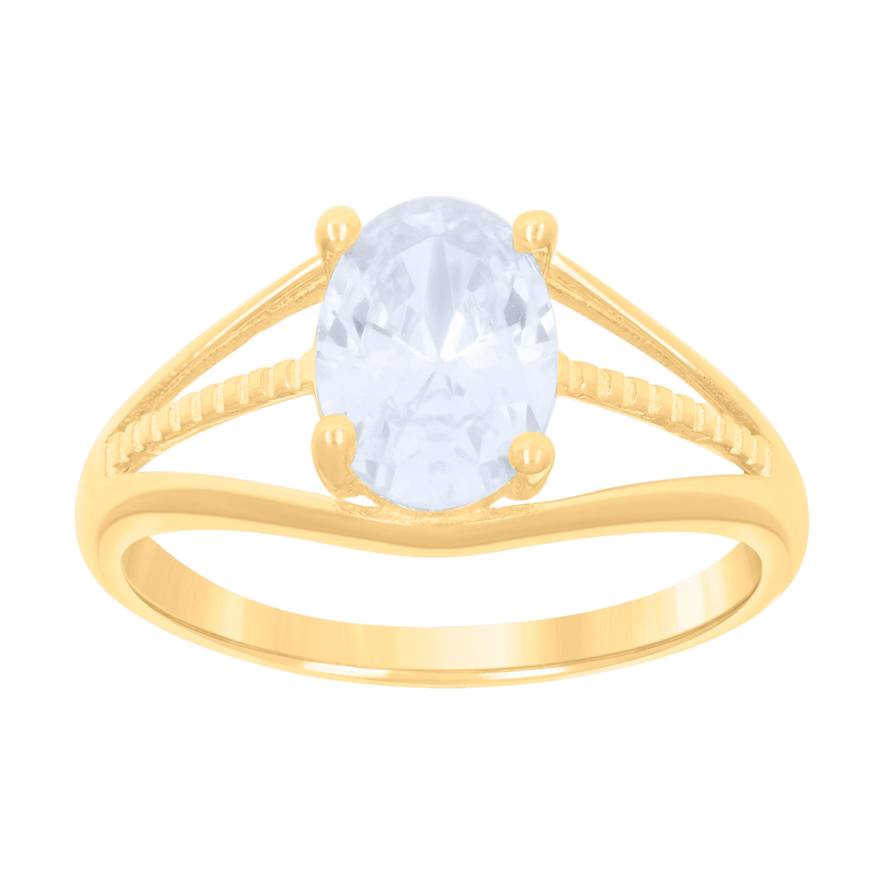 10kt Yellow Gold Baby Oval Cubic-Zirconia Engagement Ring