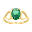 10kt Yellow Gold Baby Green Oval Cubic-Zirconia Heart Ring