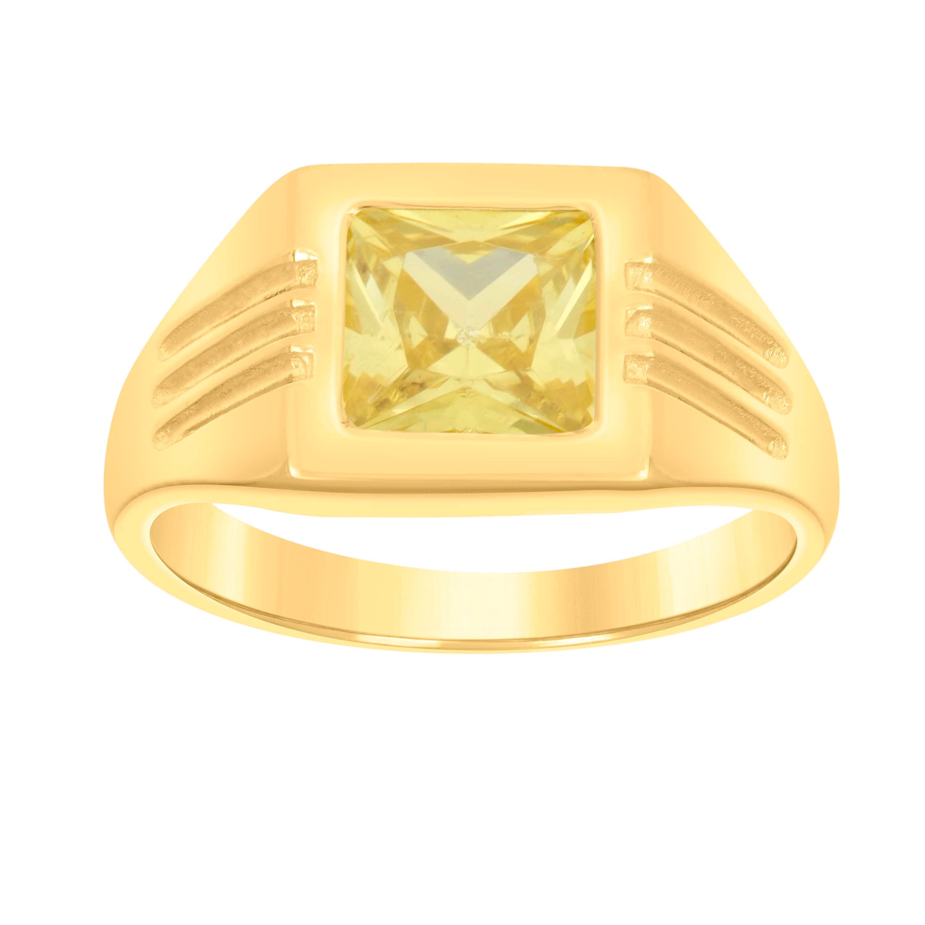 10kt Yellow Gold Womens Yellow Princess Cut Cubic-Zirconia Square Head Fashion Ring