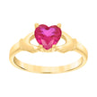 10kt Yellow Gold Baby Red Heart Cubic-Zirconia Claddagh Good Luck Ring