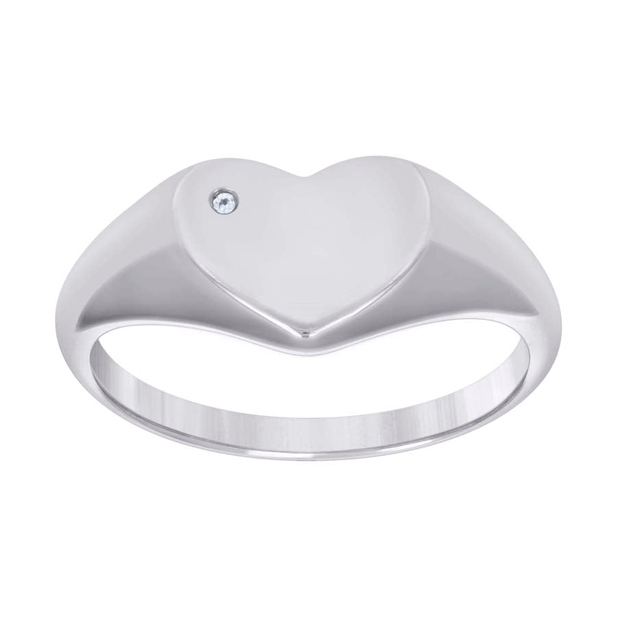 925 Sterling Silver Womens Cubic-Zirconia Heart Ring Size 7
