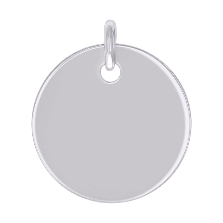 925 Sterling Silver Unisex Engravable Disc Round Fashion Charm Pendant